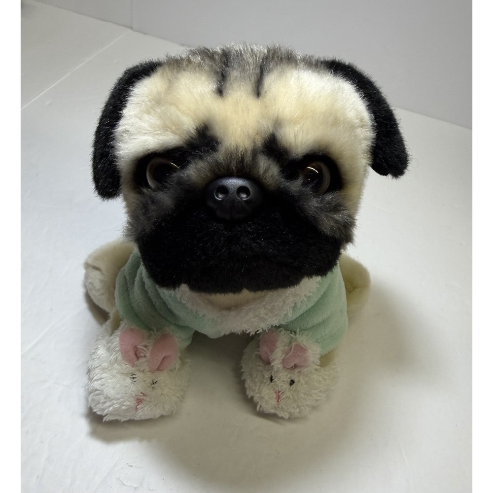 Gund Doug The Pug Dog Plush Stuffed Animal 'Sleep Over' Robe Bunny Slippers